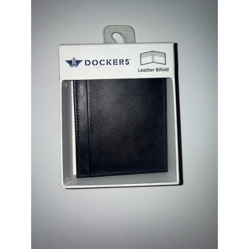 Dockers Leather Bifold Wallet Black Mens Genuine Leather Slim Card Holder NEW‎